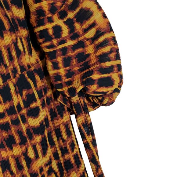 Solace London Leopard Print Mini Dress Mindy Kaling Artsy Exaggerated Sleeve - Picture 9 of 15